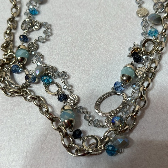 Beautiful multi chain necklace. Heavy piece with blue stones and three chains. - Picture 9 of 9
